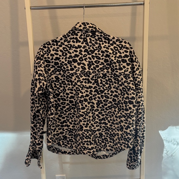 Zara Women's Leopard Print Jean Jacket - Picture 3 of 4